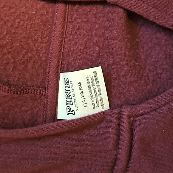 Victoria's Secret PINK Dark Maroon w/ Black Writing Cropped Hoodie. - Picture 5 of 6